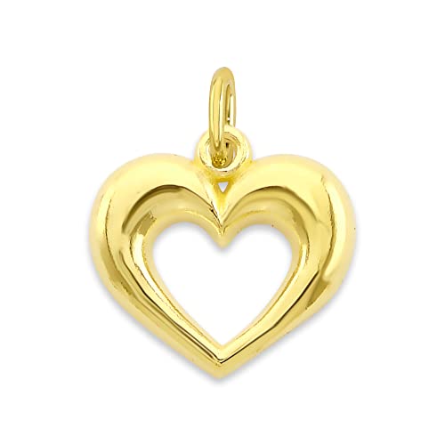 Solid 10k Gold Heart Microcharm, Mini Cute Charm Love Symbol with Clasp