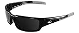 Capa dura tratada lente BULLHEAD gafas de seguridad bh145712 Maki, brillante marco negro, polarizadas lente de espejo, Gris TPR nariz y templo (1 par)