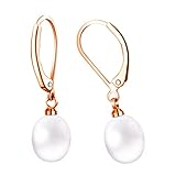 Galeuneon Handpicked Pearl Earrings 18k Gold Plated Leverback Dangle Stud Pearl Earrings Jewelry Gif