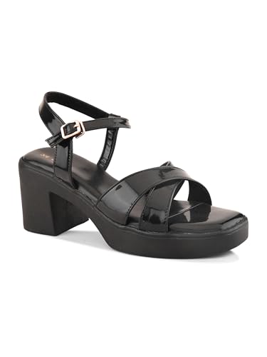 Image of XE Looks Elegant Block Heel Sandals | Front Strap with Intricate Embellishments | Padded Insole for Comfort | Trendy and Lightweight |For Girls