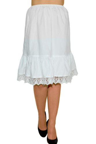 Dirndl in cotone bianco, sottogonna ricamata a