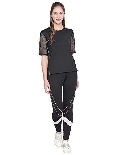 Image of Active wear Black Tight Fit Trackpants for Women's
