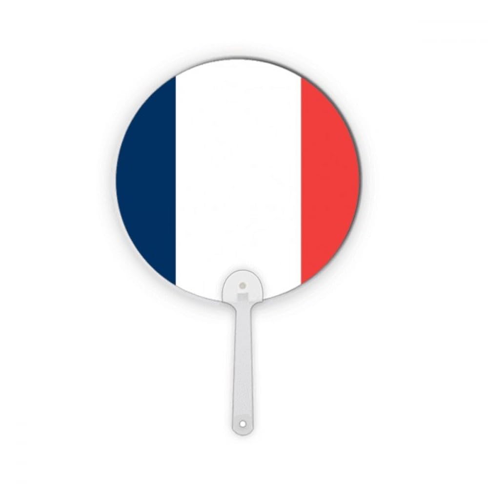 Éventail rond drapeau France plastique pour contrer la chaleur