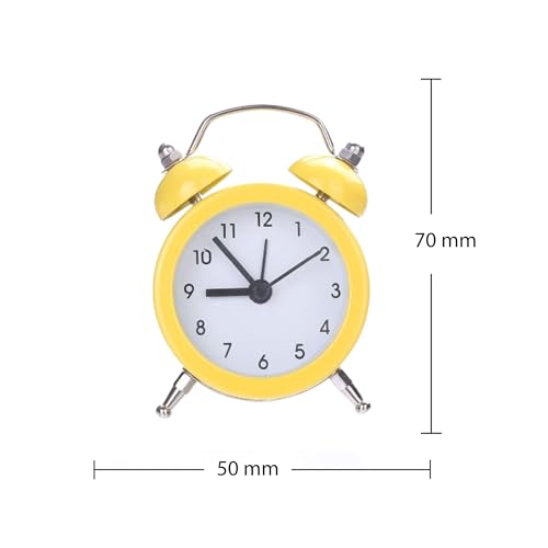 Image of Vintage Inspired Mini Table Alarm Clock, Old Retro Style Digital Alarm Clock, Small Table Clock for Home, Kitchen, Office and Decor (Yellow)