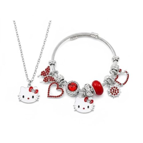 AKSESORIS Anime Necklace Charm Bracelet Set. Cute Personalized Jewelry Gift for Women
