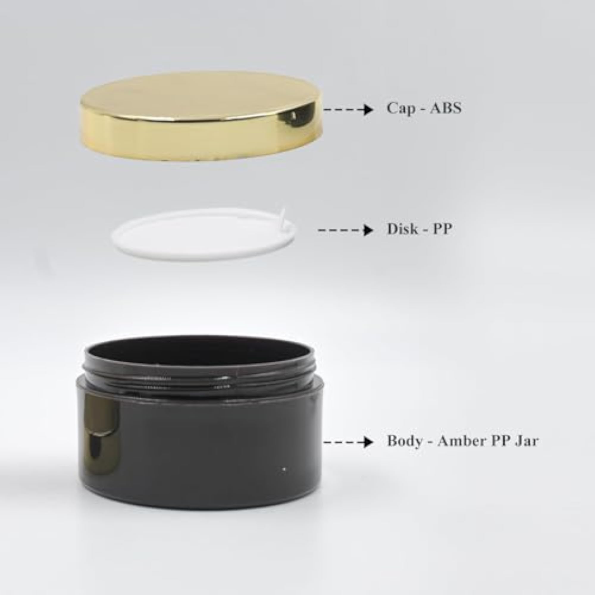Pack of 6PCS 50GMS Amber Round Empty PP Cosmetic Cream Containers