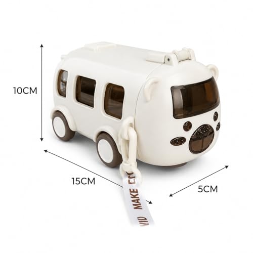 Image of Bus Water Bottle for Kids with Straw & Carry Strap - 700 ml Leakproof BPA Free School Water Bottle with Lock Lid, Cute Bus Shape Sipper Bottle for Boys, Girls, Travel & Outdoor Use