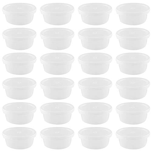 JCBIZ 24pcs Transparent PP Small Round Cup Clay Containers Slime Storage Plasticene Bowl with Lids for Snowflake Crystal Clay, Color Mud