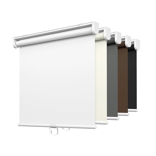 LazBlinds No Tools No Drill Cordless Roller Shades, 100% Blackout Roller Blinds for Windows, Thermal...