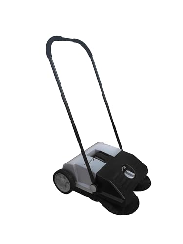 Image of Dapper Supply Walk-Behind Outdoor Hand Push Floor Sweeper - 6.5 Gallon Capacity - 22 inch Sweeping Width - Sweeps up to 25,500 ft /Hour, Grey