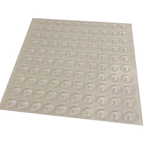Pack of 100 Cabinet Door Bumpers - 1/2” Diameter Clear Adhesive Pads for Drawers, Glass Tops, Cutting Boards, Picture Frames, Small Furniture… Cover