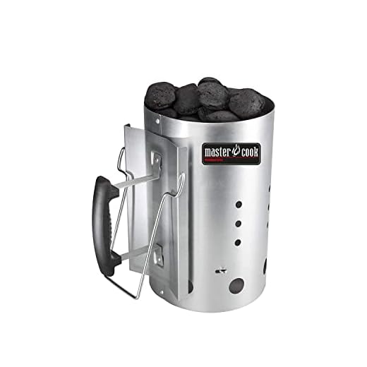 Brigros MasterCook - Ciminiera Accenditore Barbecue con Impugnatura di Sicurezza in Alluminio, Accendi Carbonella Barbecue Diametro 19 Cm E Altezza 30 Cm, Capienza Oltre 1,5 kg