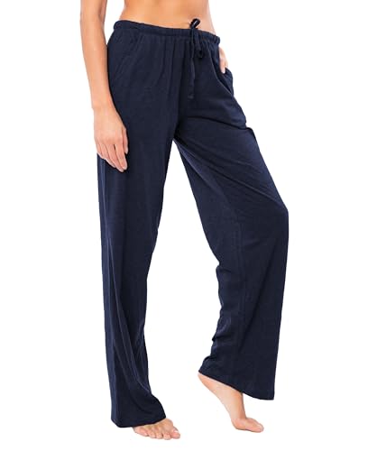 Image of Sexy Basics Women's Soft Flex 100% Cotton Knit Pajama Pants | Lounge Sleep Bottoms | Drawstring & Pockets| Multi Packs
