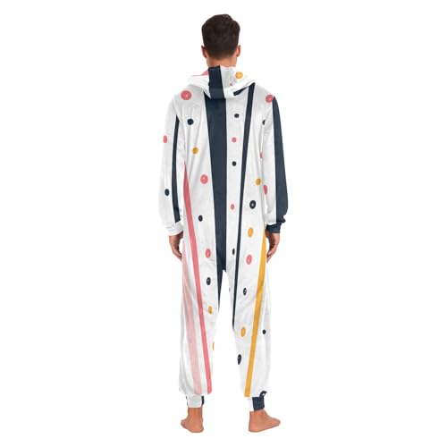 Pijama de una pieza blanco con capucha y cremallera en forro polar de rayas 7