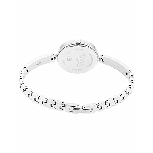 Image of Titan Raga Viva Quartz Analog Two Toned Grey & Blue Dial Silver Metal Strap Watch for Women - NT2606SM05