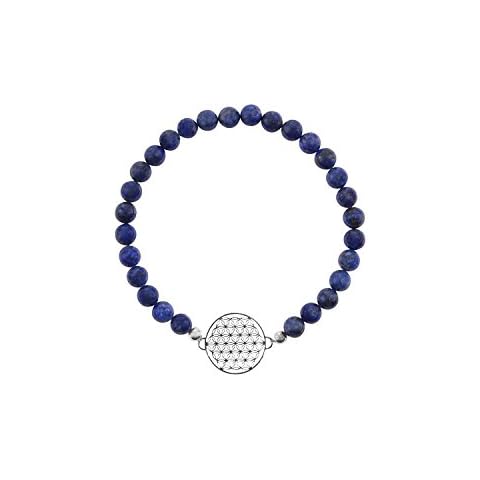 stretchy bracelet Lapislazuli bracelet with 925 silver panels flower of life Ø 15 mm Cover