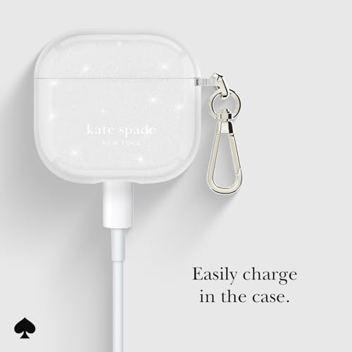 Image of kate spade new york AirPods 4 Protective Case with Keychain Ring - That Sparkle Silver, Compatible with AirPods 4th Generation