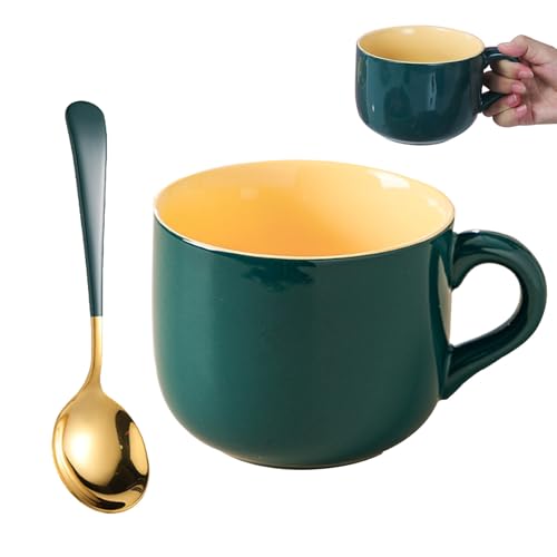 Grande Tasse à Café en Céramique, 600ml, Tasse à Soupe avec Anse, Grande Tasse à Café en Céramique, Tasses à Cappuccino, Tasses à Céréales, Bol à...