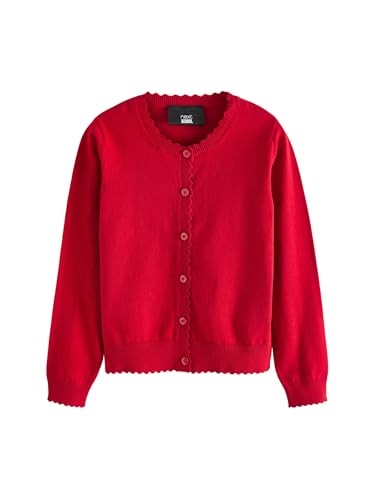 NEXT Mädchen Standard Cardigan mit Bogenkante und Baumwollanteil Rot 122