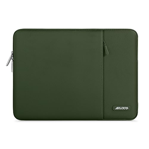 Image of MOSISO Laptop Case 13.3 inch, 13-13.3 inch Laptop Sleeve Compatible with MacBook Air /Pro 13 /Pro 14 M5 M4 M3 M2 M1, HP Dell ASUS Lenovo,Polyester Vertical Computer Sleeve Bag with Pocket,Army Green