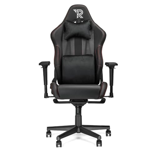 Ranqer Performance Gaming Stuhl Mit Atmungsaktivem PU-Leder, Memory Foam, Frog-Mechanismus, 4D Armlehnen, Verstellbarer Rückenlehne 90–150°, Bis 200 kg, Inkl. Lenden- Und Nackenkissen