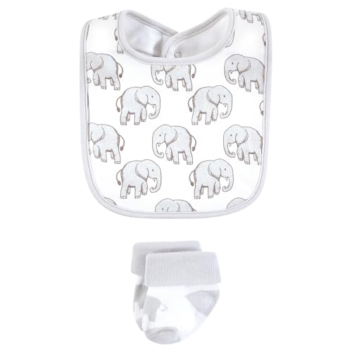 Image of Hudson Baby Unisex Baby Cotton Bib and Sock Set, Little Peanut, One Size