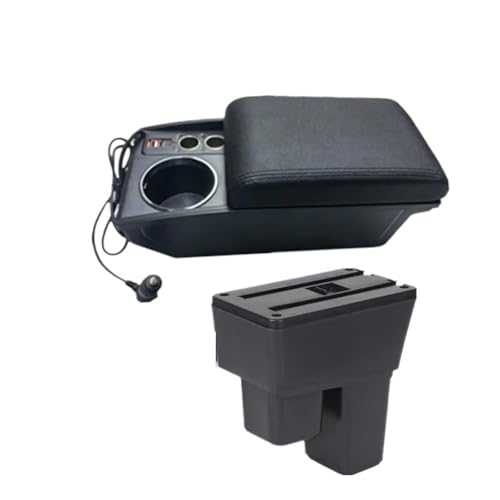 Boîte de rangement accoudoir Fit Jazz 2 2008-2013 double couche avec chargeur et porte-gobelet