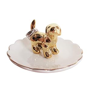 Luxury Porcelain Adorable Dog Ring Holder, Ceramic Jewelry Tray, Bracelets Plate, Dessert Dish – Perfect for Holding Small Jewelries, Rings, Necklaces, Earrings, Bracelets, Trinket etc.