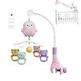 Nachttischglocke Für Kleinkinder – 15,75 X 9,84 X 18,9 Zoll, Blau-rosa Spieluhr, Tragbare Wiegenhalterung Aus ABS-Kunststoff, Ansprechendes Rasselspielzeug | Elektronisches, Batteriebetriebenes Kinder