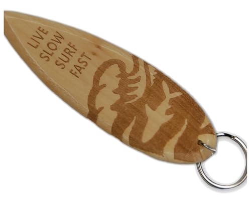 AXLorange Mini tavola da surf Hawaii portachiavi in legno, con scritta, ca. 10 x 3,2 cm, marrone, 10.0 Zentimeter X 3.2 Zentimeter
