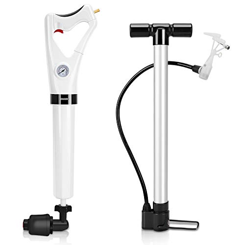 CKIECK High Pressure Toilet Plunger - 2019 NEWEST Enhanced Powerful Manual Air Drain Blaster, White Cleaner Pump Suitable for Toilet Bathtub Sink and Floor Drain