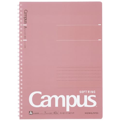 KOKUYO Campus Soft Ring Notebook, Semi-B5, A 7mm Dot Ruled, 29 Lines, 40 Sheets, Pink, Japan Import (SU-S111AT-P)