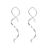 Spiral Threader Earrings, 925 Sterling Silver, Drop Dangle Handmade Twisted Linear Curved Minimal Everyday Earrings
