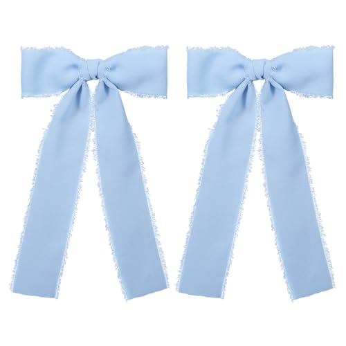 2 pinzas de moño grande de cintas de gasa azul claro 5.5 pulg