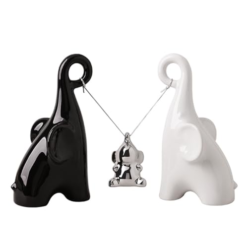 GZDDYUMYJX Statua de Elefante, Bonita Figura de Elefante de cerámica para Mujeres,Estatua de Elefante Que trae Buena Suerte,para estanterías, Sala de Estar, Oficina,decoración de estantes.