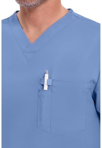 Image of Dickies EDS Essentials Scrubs for Men V-Neck 360 Stretch Medical Scrub Top | Relaxed Fit, 2 Pocket Design, 360 Stretch, Moisture Wicking Fabric, Durable Construction, Side Vents, Easy Care