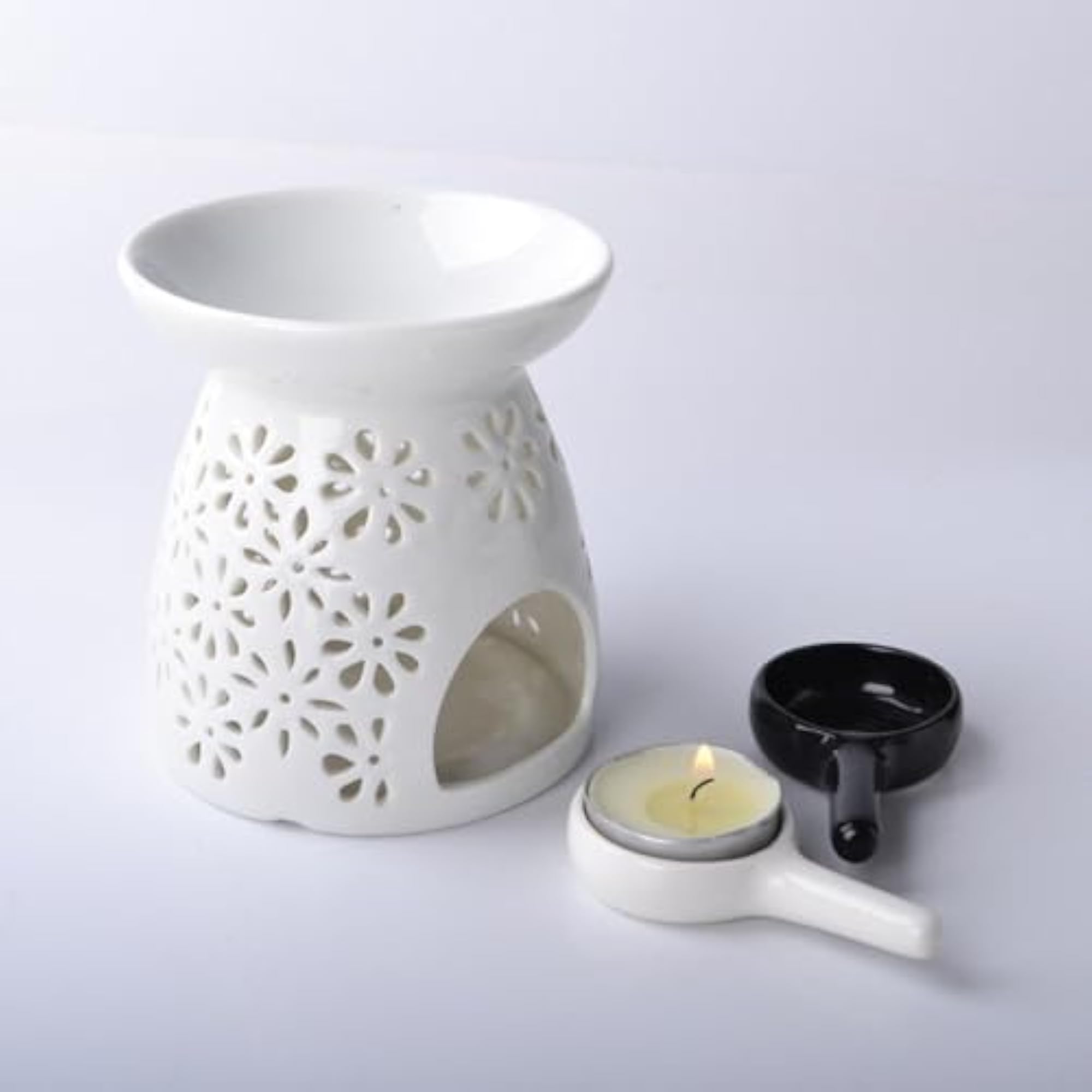 4xTealight Wax Warmer Portable Ceramic Candle Holder