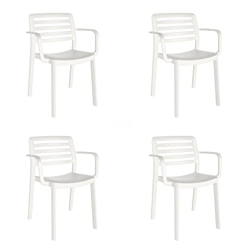 resol grupo Wind Fauteuil Intérieur, Extérieur Set 4 | Jardin, terrasse, Balcon, Salon, Cuisine, Salle à Manger | désign, léger, empilable |, Plastique...