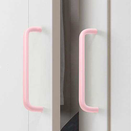 Cabinet Handles, 2 Packs Children's Room Handles Cabinet Bow Door Knob Kitchen Colourful Cupboard Handles,Drawer Pulls,Aluminum Alloy Profile for Wardrobe,Dresser,Bathroom(Pink,Hole Pitch 192mm)