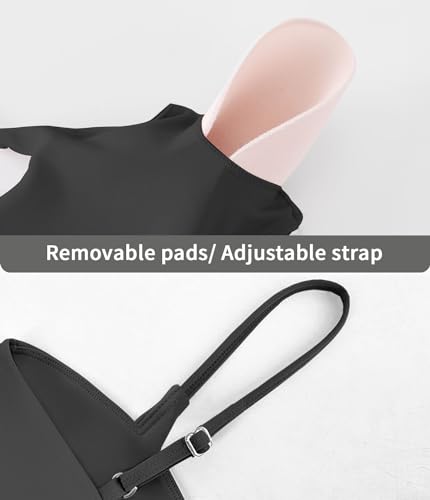 Image of Comper Sports Bra for Women Wirefree Racerback Workout Bras Sexy Thin Straps Yoga Sport Bras with Removable Pads