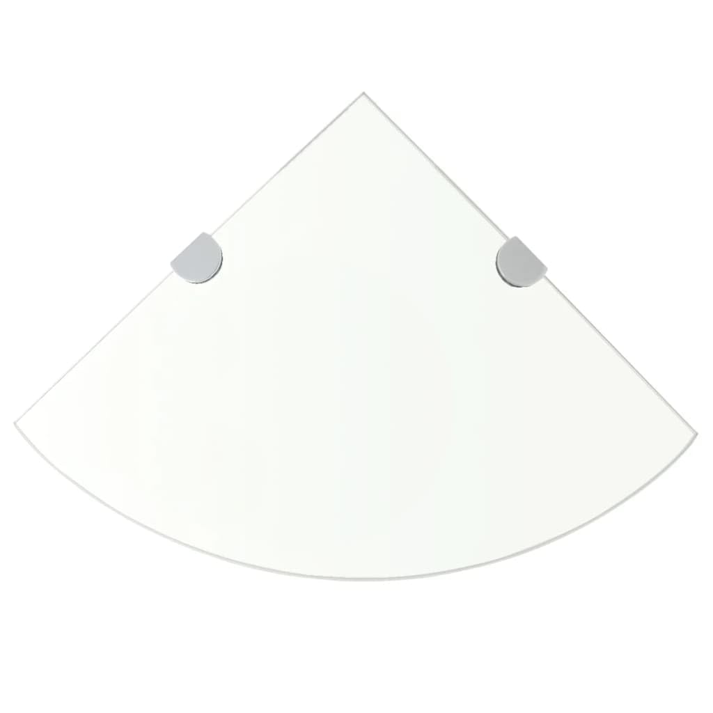 Tomostar Étagère d'angle en Verre Trempé, Étagère Salle de Bain Murale ave Supports chromés Verre Transparent 25 x 25 cm