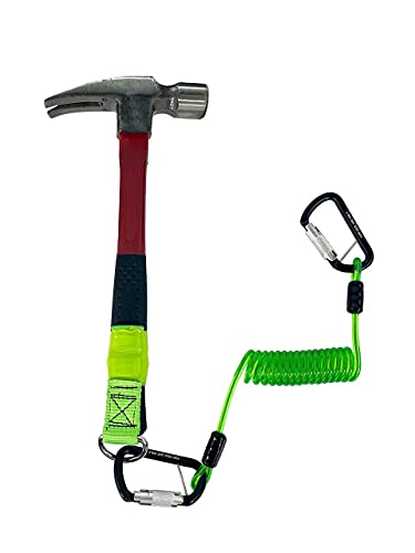 Frontline TLC05 ToolGrip™ Coil Tool Tether 5 lbs Rated Tool Lanyard | Safety Green Vinyl Coating on The Outside Steel Coil on The Inside| Aluminum Carabiner | Meets ANSI/ISEA