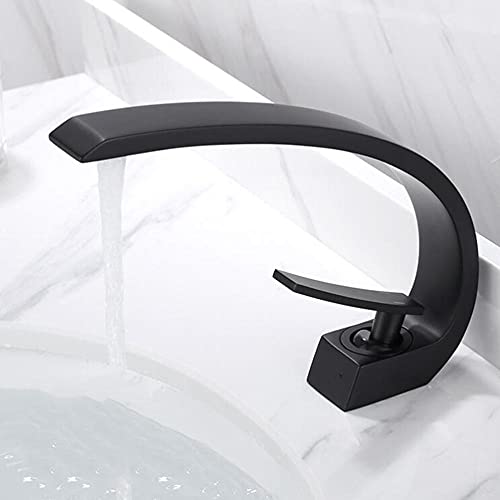Robinet lavabo eau chaude froide en laiton noir pour rénovation salle de bain