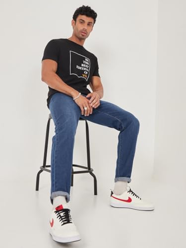Image of KOTTY Men Mid Rise Solid Straight Fit /Skinny Fit /Relaxed Fit Comfortable and Strechable Stylish Looking Jeans