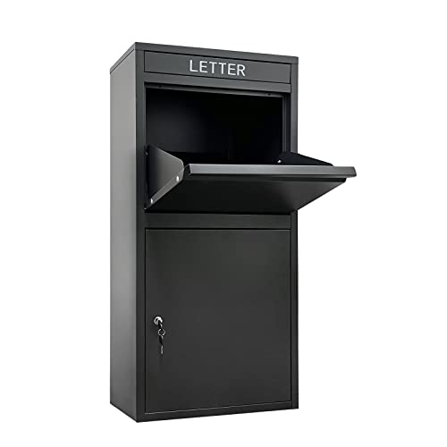 Package Delivery Boxes for Outside, Extra Large Capacity Modern Mailbox, Outdoor Freestanding Porch Box for Package (Black)