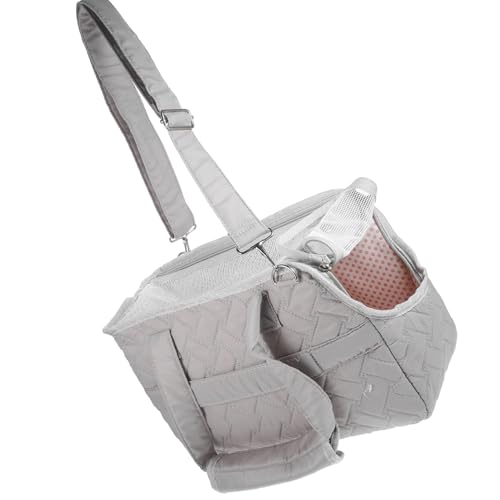 ORFOFE ポータブルペットキャリアバッグ 小型犬用 通気性メッシュ 旅行 散歩用 軽量デザイン おしゃれなハンドバッグ