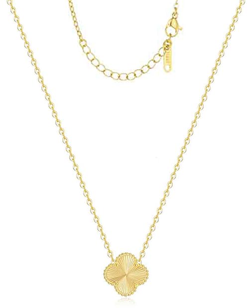Image of Real 18K Gold Plated Necklaces for Women (Double Sided) Dainty Pendant Necklace Set (High Tarnish & Water Resistant) Trendy Four Leaf Cute Lucky Clover Jewelry Gifts for Women, Black White Gold