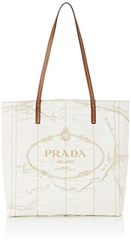 PRADA(プラダ) Tote Bag, Naturale+Cognac