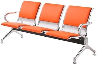 Sillas de Oficina de 3 plazas para Invitados, sillas de Sala de Espera de Cuero sintético con Brazos, Banco para vestíbulo de Oficina, Hospital, Aeropuerto y Banco (Rojo)