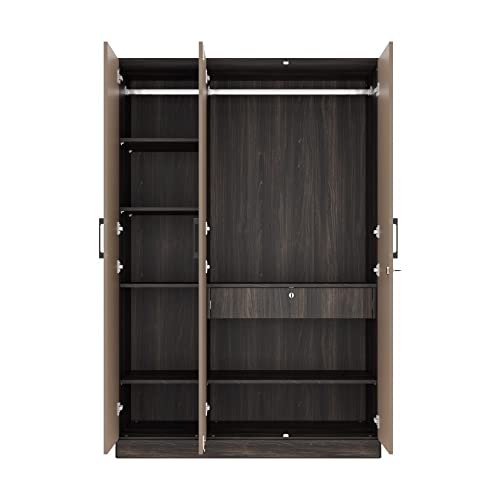 Image of Wakefit Wardrobe | 1 Year Warranty | Engineered Wood Almirah, Cupboard for Clothes Storage | 3 Door, 6 Shelves, 1 Drawer, 1 Hanging Space | Cashmere Plus - Wyoming Maple-Frappe